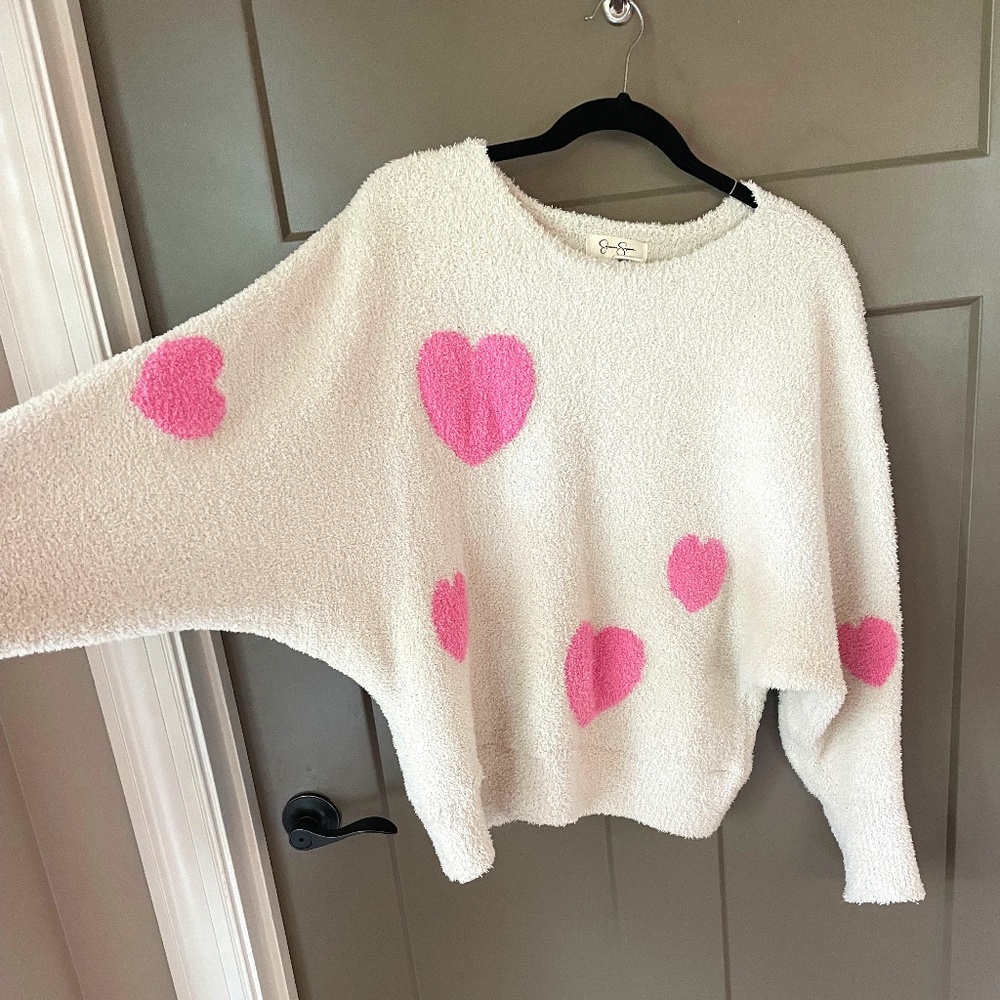 Jessica Simpson soft heart sweater (Sz. L but fits small for an oversized look)